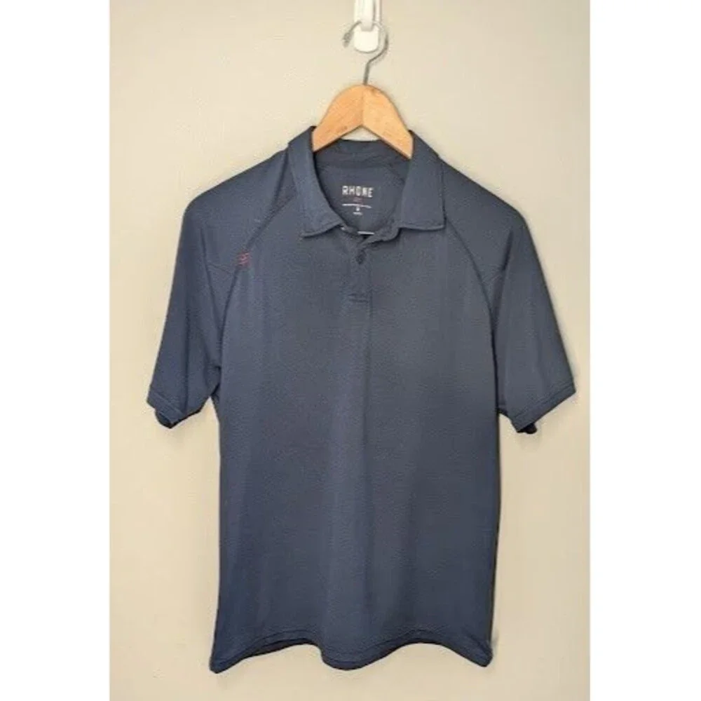 Rhone Polo Shirt Mens Medium Blue Lightweight Performance Stretch Golf